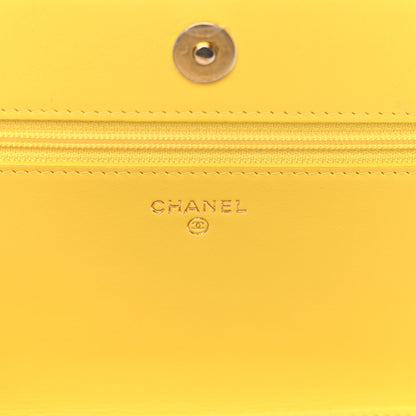 Chanel Caviar Quilted Boy Wallet On Chain WOC Yellow 6 of 12