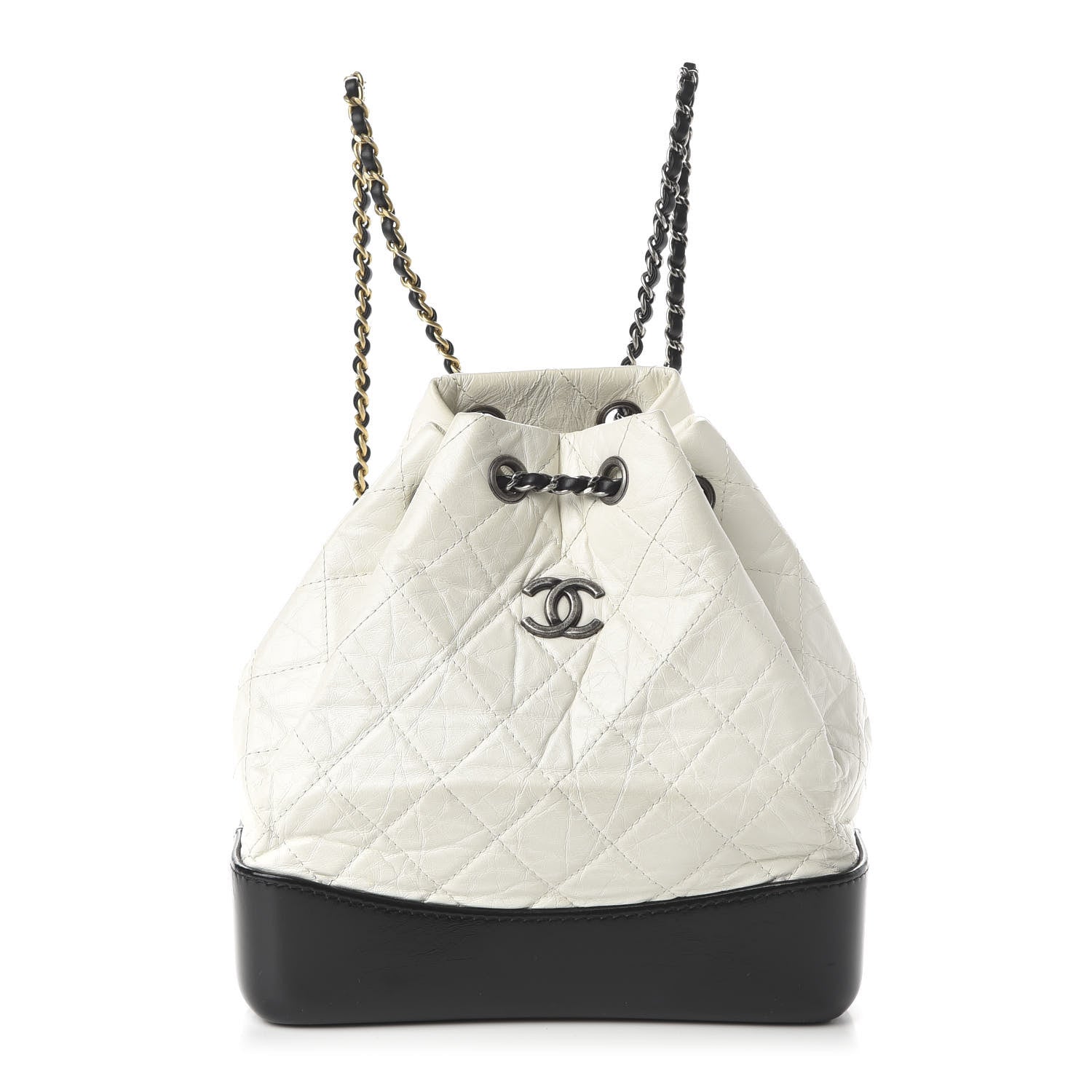 Chanel Aged Calfskin Quilted Small Gabrielle Backpack Black White 1 of 9