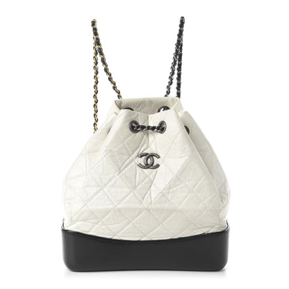 Chanel Aged Calfskin Quilted Small Gabrielle Backpack Black White 1 of 9