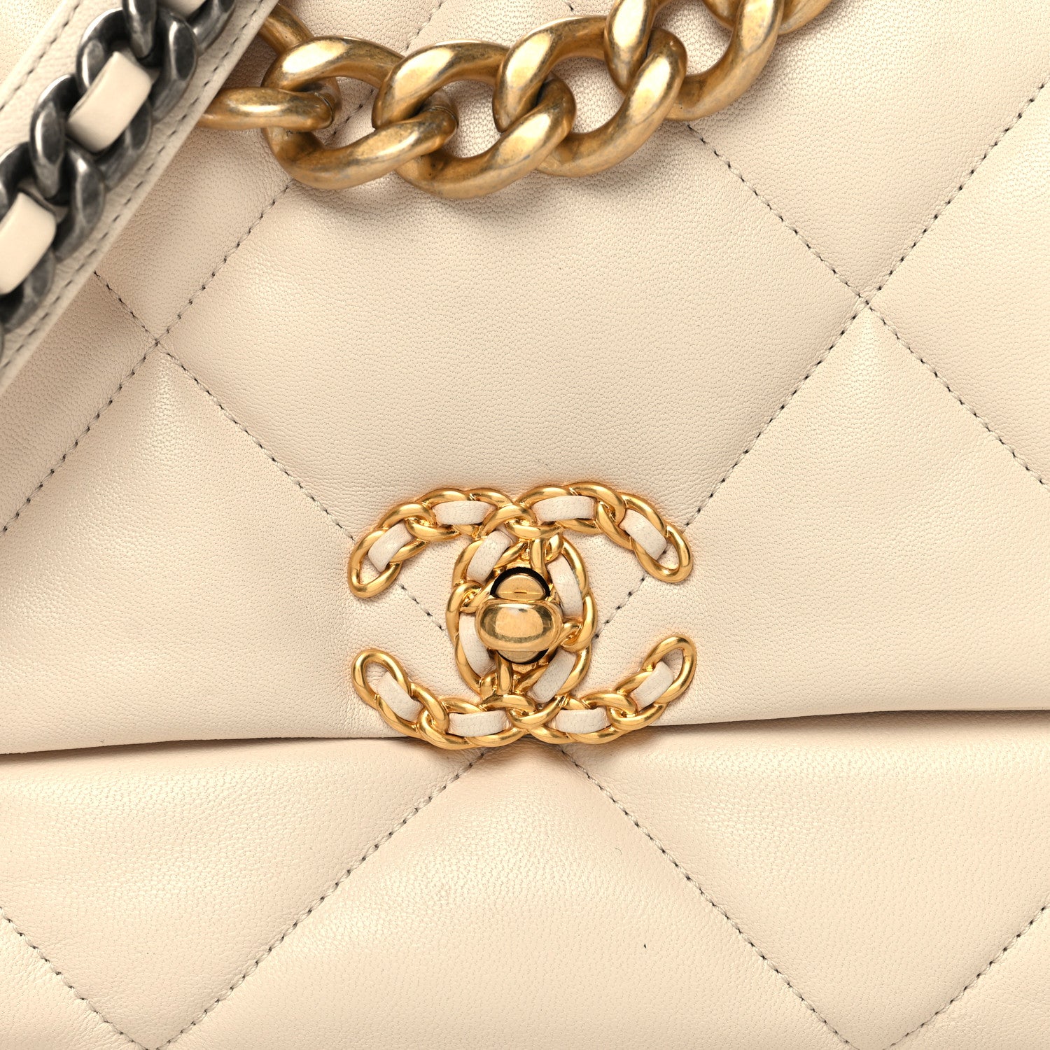 Chanel Lambskin Quilted Large Chanel 19 Flap Beige 8 of 11