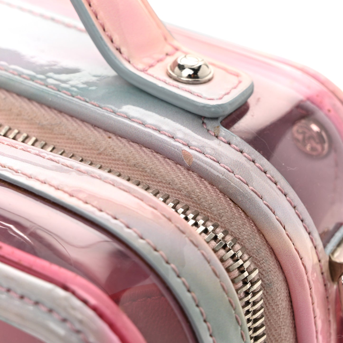 PVC Patent Calfskin Patent Lambskin Small CC Vanity Case Pink