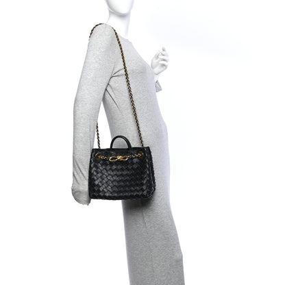 Bottega Veneta Nappa Intrecciato Small Andiamo With Chain Shoulder Bag Black 2 of 9