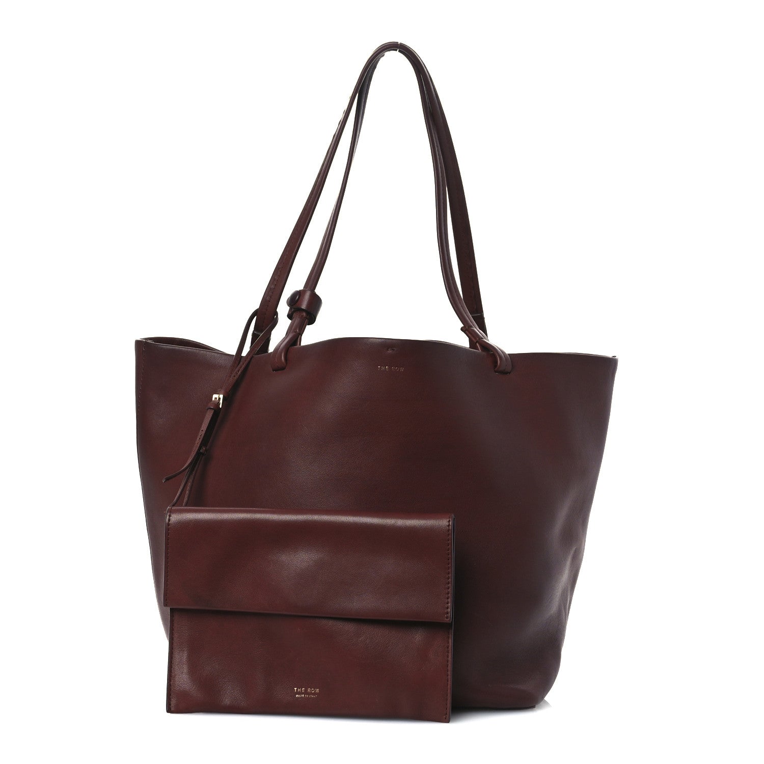 The Row Polished Saddle Calfskin Park Tote Three Cognac 3 of 19