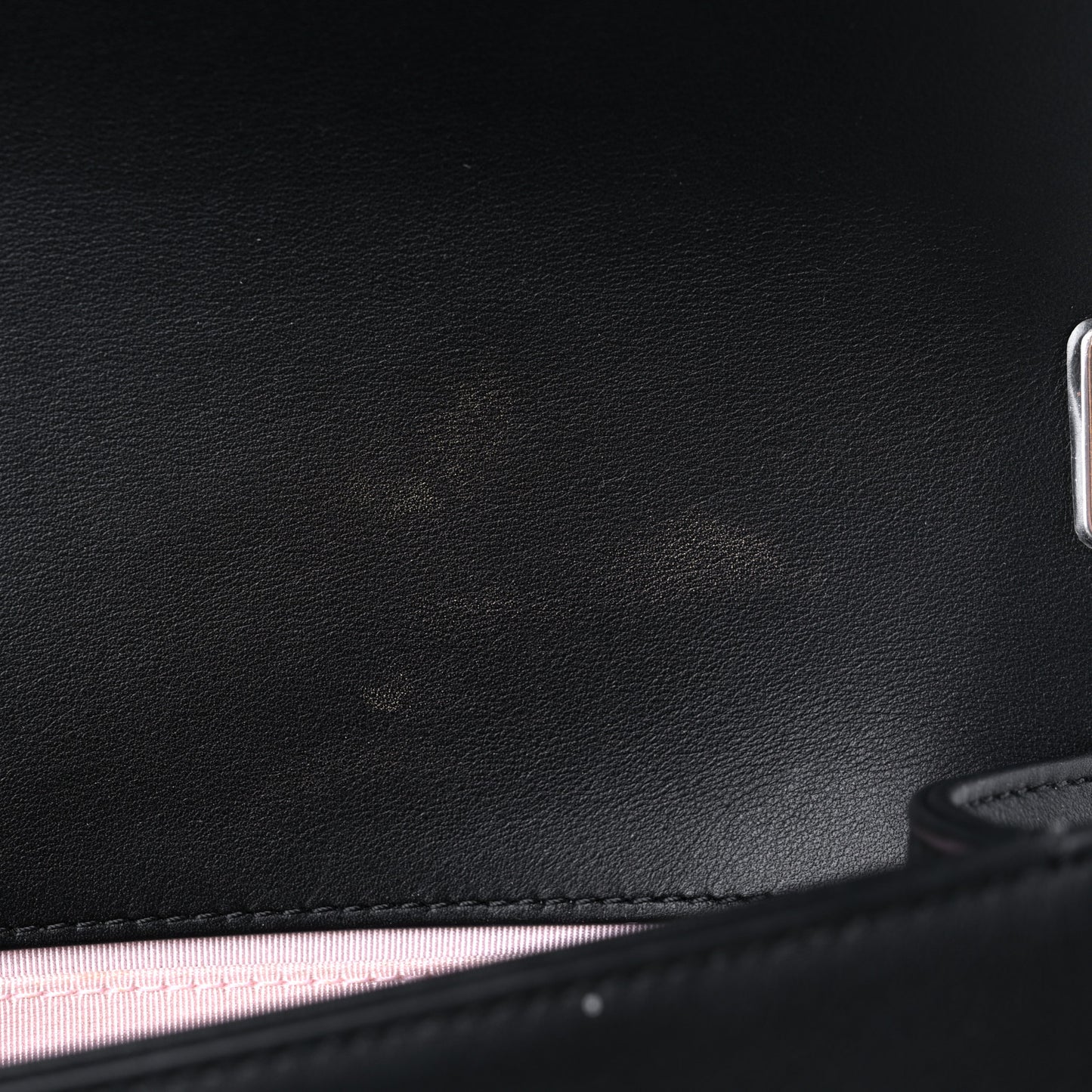 Calfskin Pearl Chevron Small Boy Flap Black