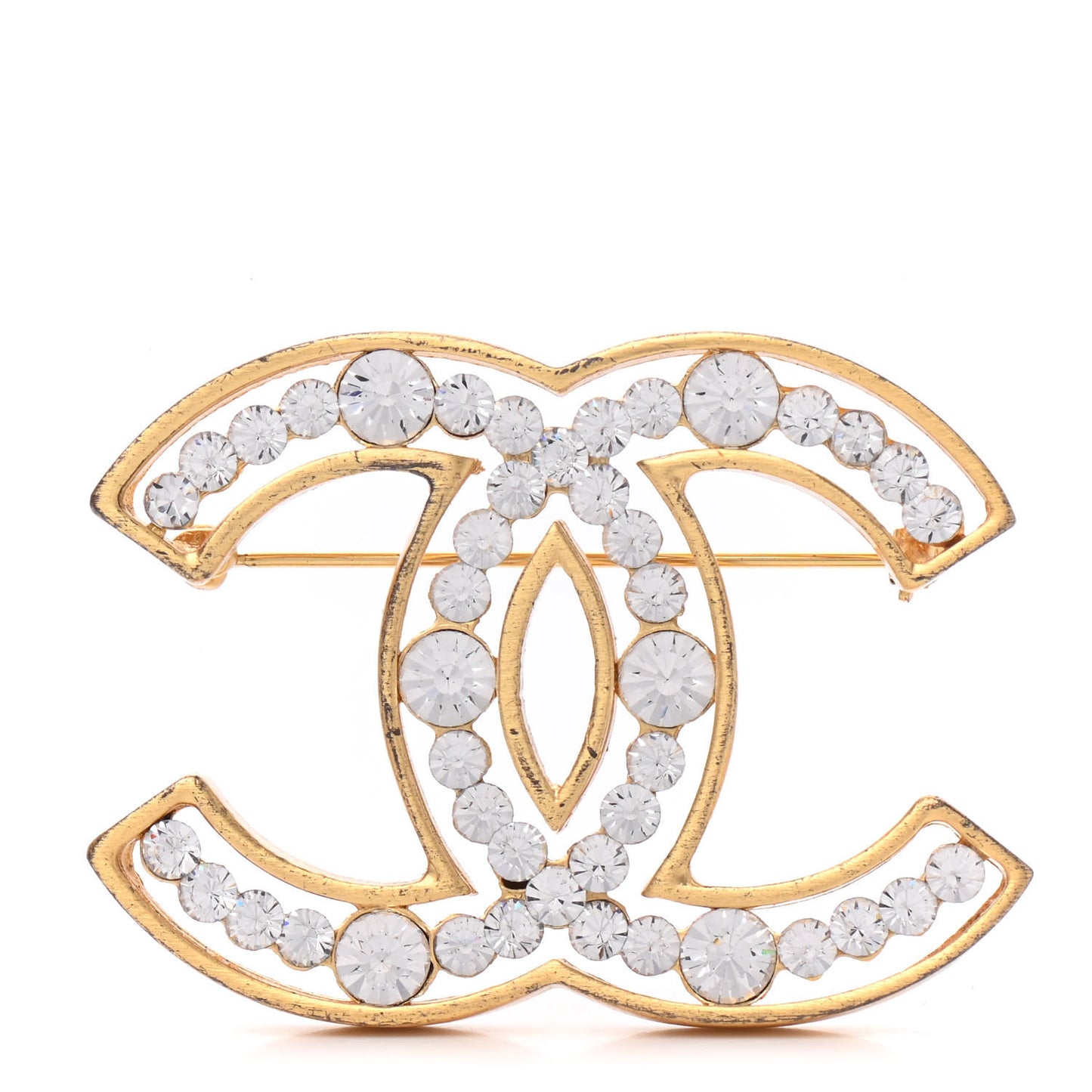 Crystal CC Brooch Gold