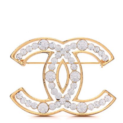Chanel Crystal CC Brooch Gold 1 of 3