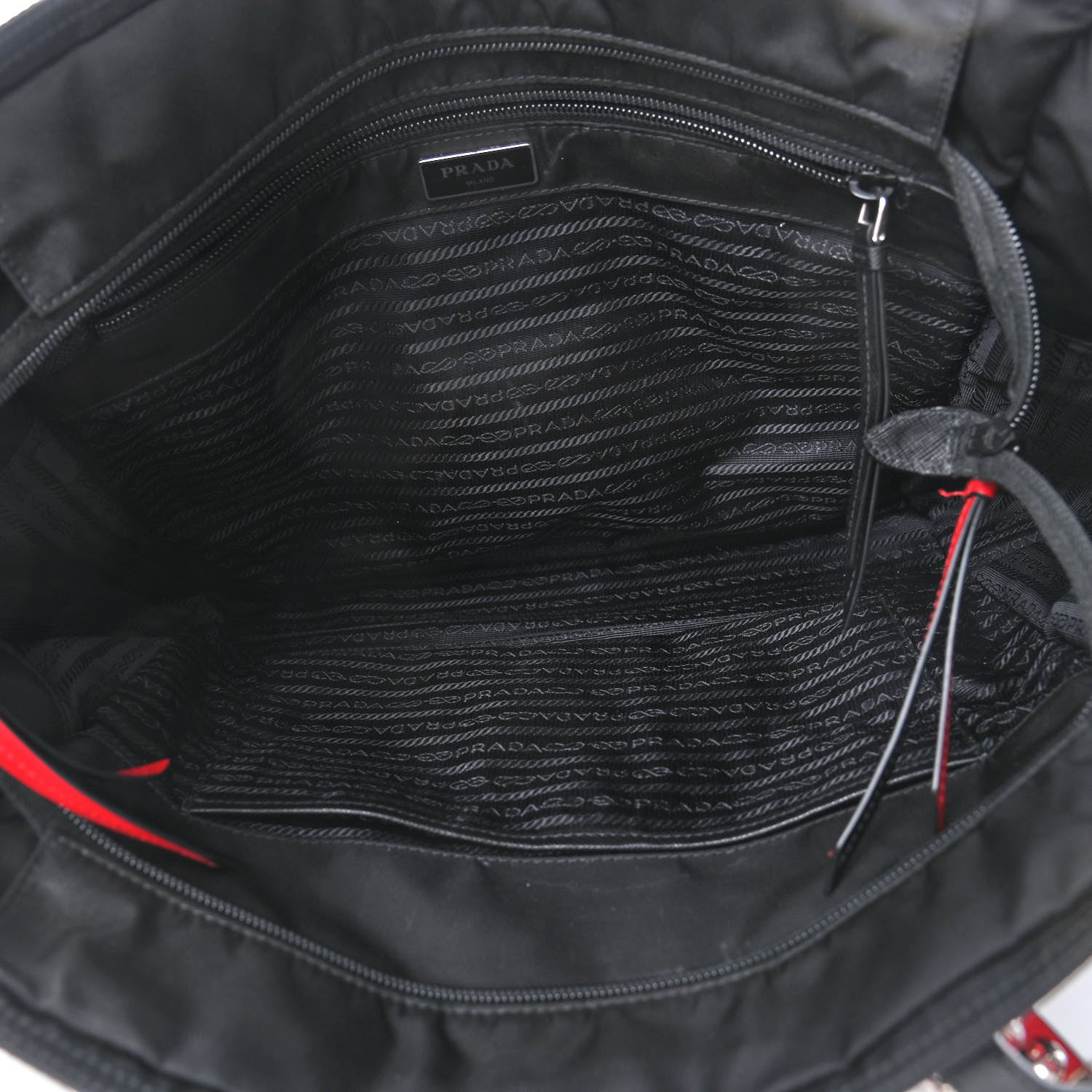 Prada Nylon New Vela Studded Tote Black Fuoco 4 of 6