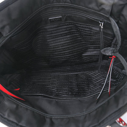 Prada Nylon New Vela Studded Tote Black Fuoco 4 of 6