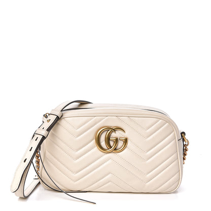 Gucci Calfskin Matelasse Small GG Marmont Chain Shoulder Bag White 1 of 14
