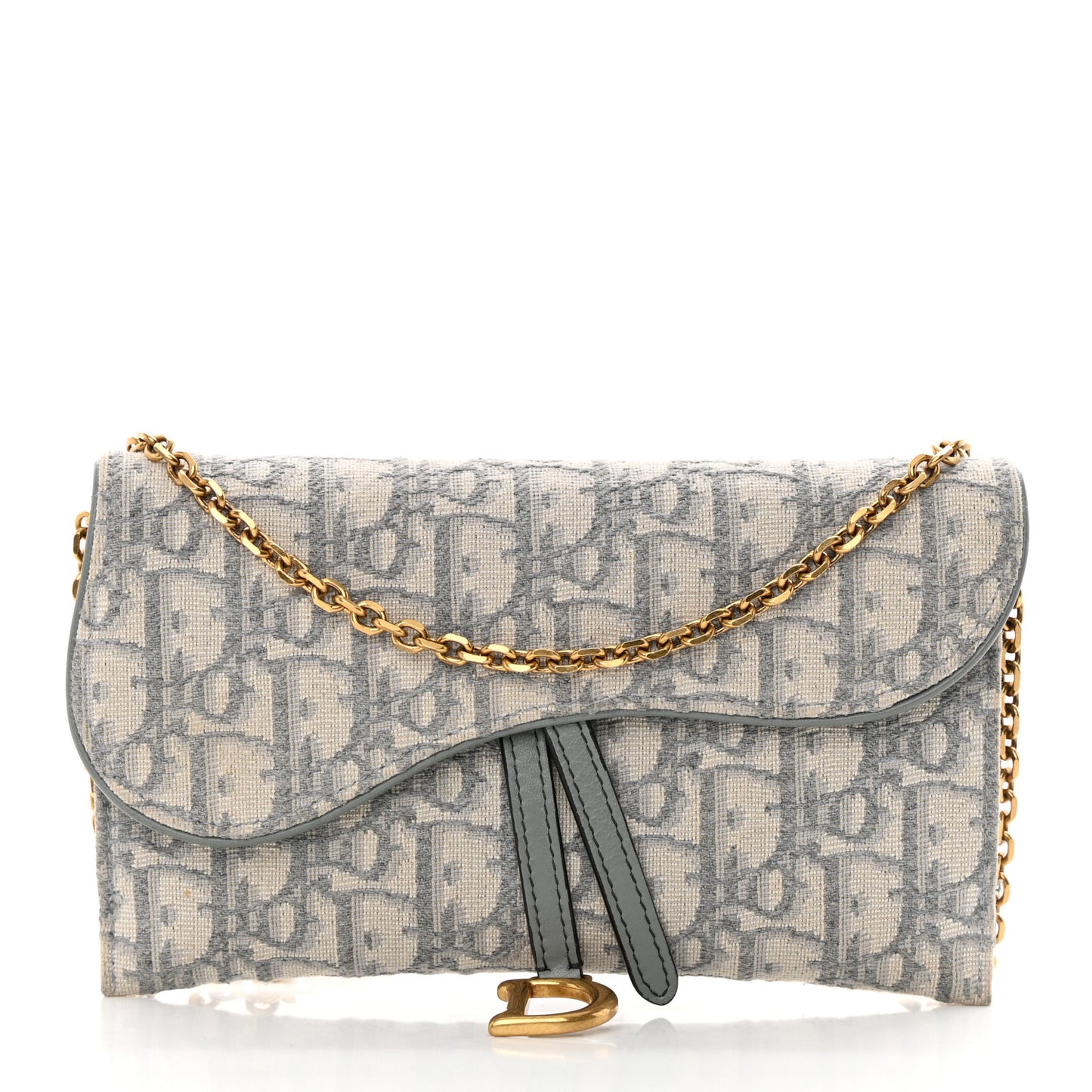 Oblique Saddle Chain Long Wallet Grey