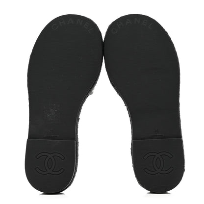 Chanel Lambskin Espadrille Mule Sandals 35 Black 5 of 9