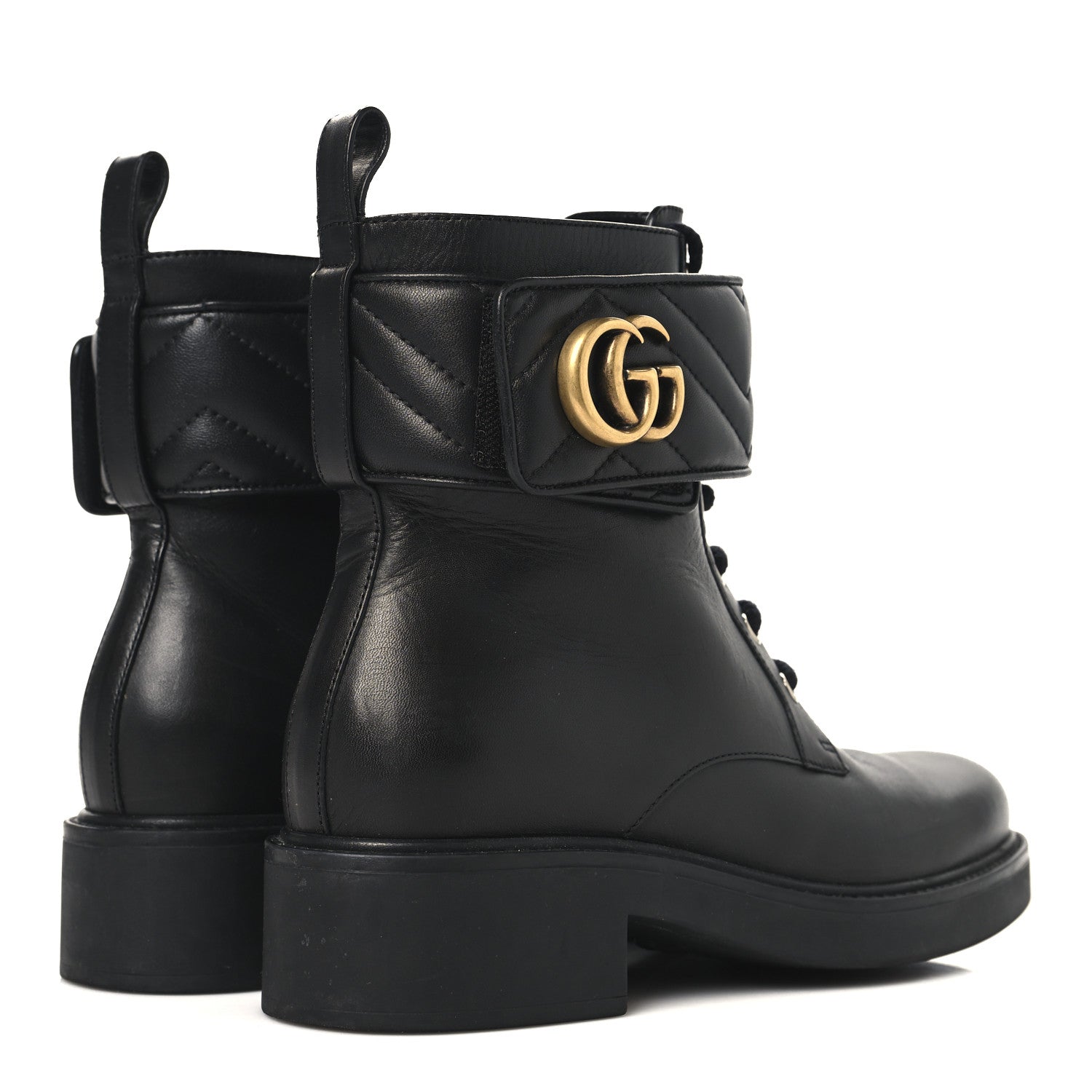 Gucci Flores Calfskin Nappa Matelasse GG 40mm Ankle Boots 37 Black 5 of 8