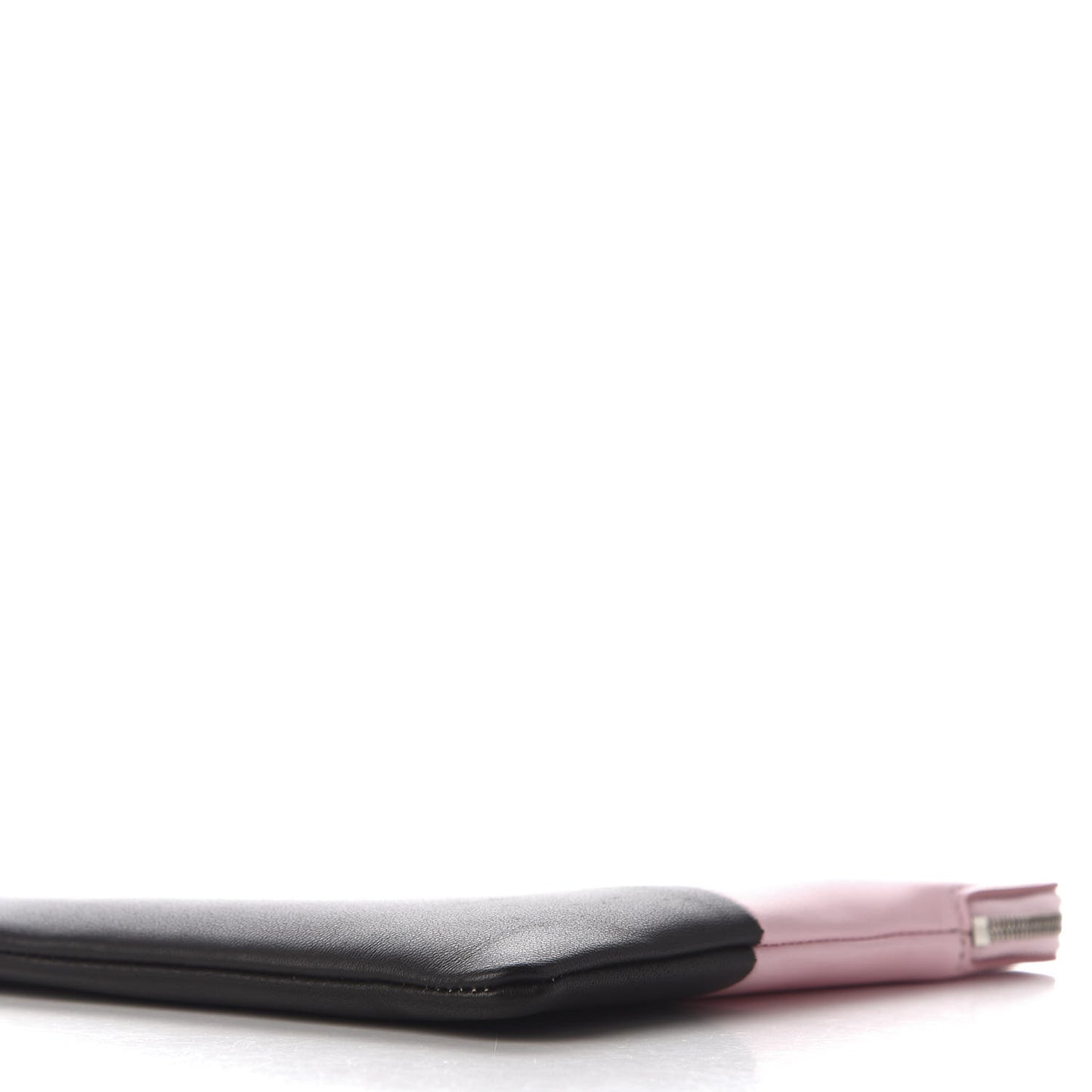 Lambskin Bi-Color Solo Clutch Pouch Pale Pink Espresso