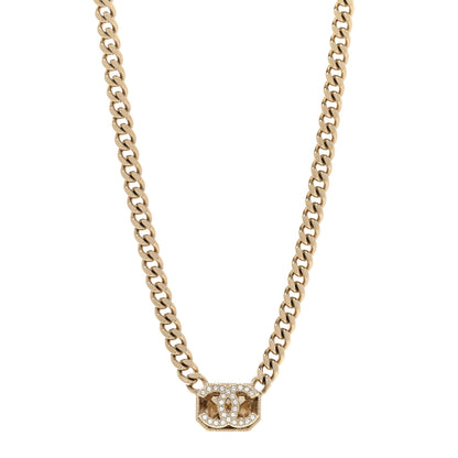 Chanel Crystal CC Chain Necklace Gold 1 of 7