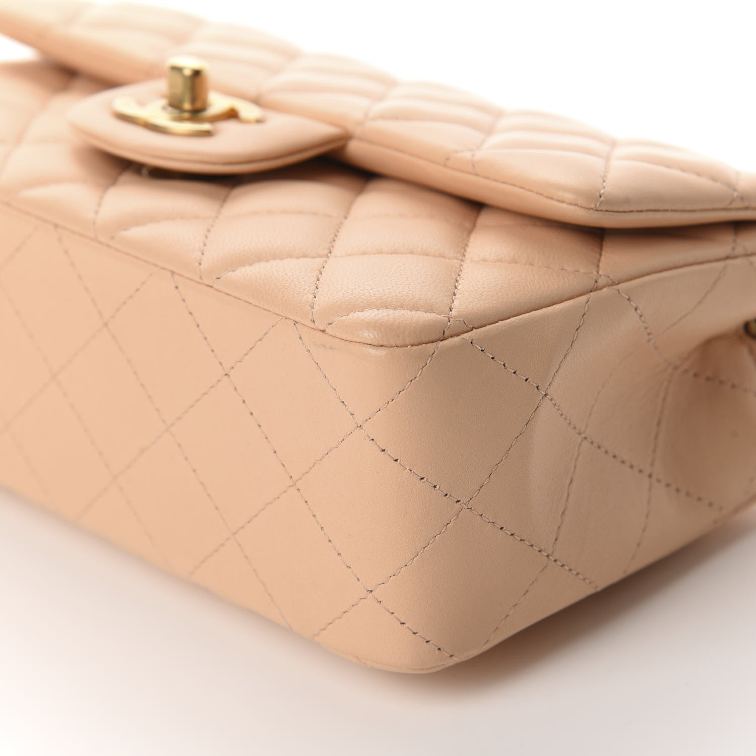 Chanel Lambskin Quilted Mini Rectangular Flap Beige 7 of 10