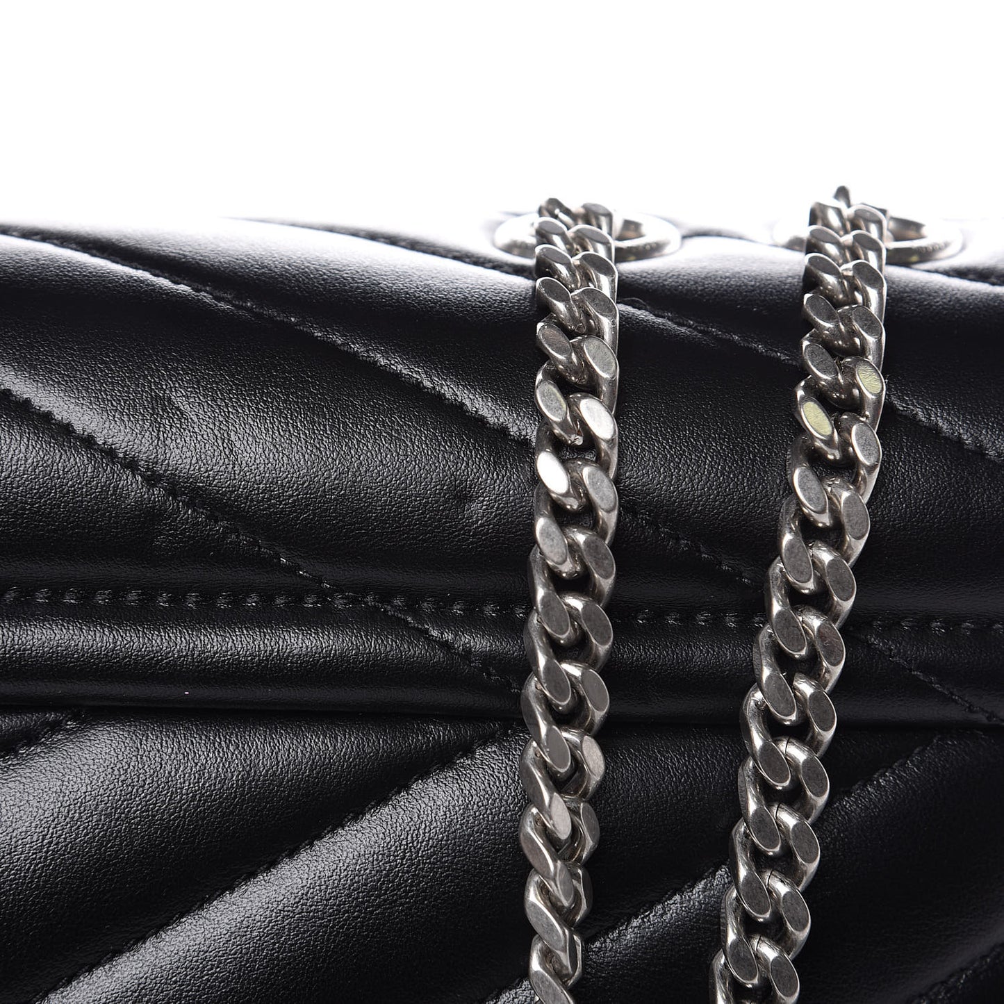 Calfskin Y Quilted Monogram Medium Loulou Chain Satchel Black