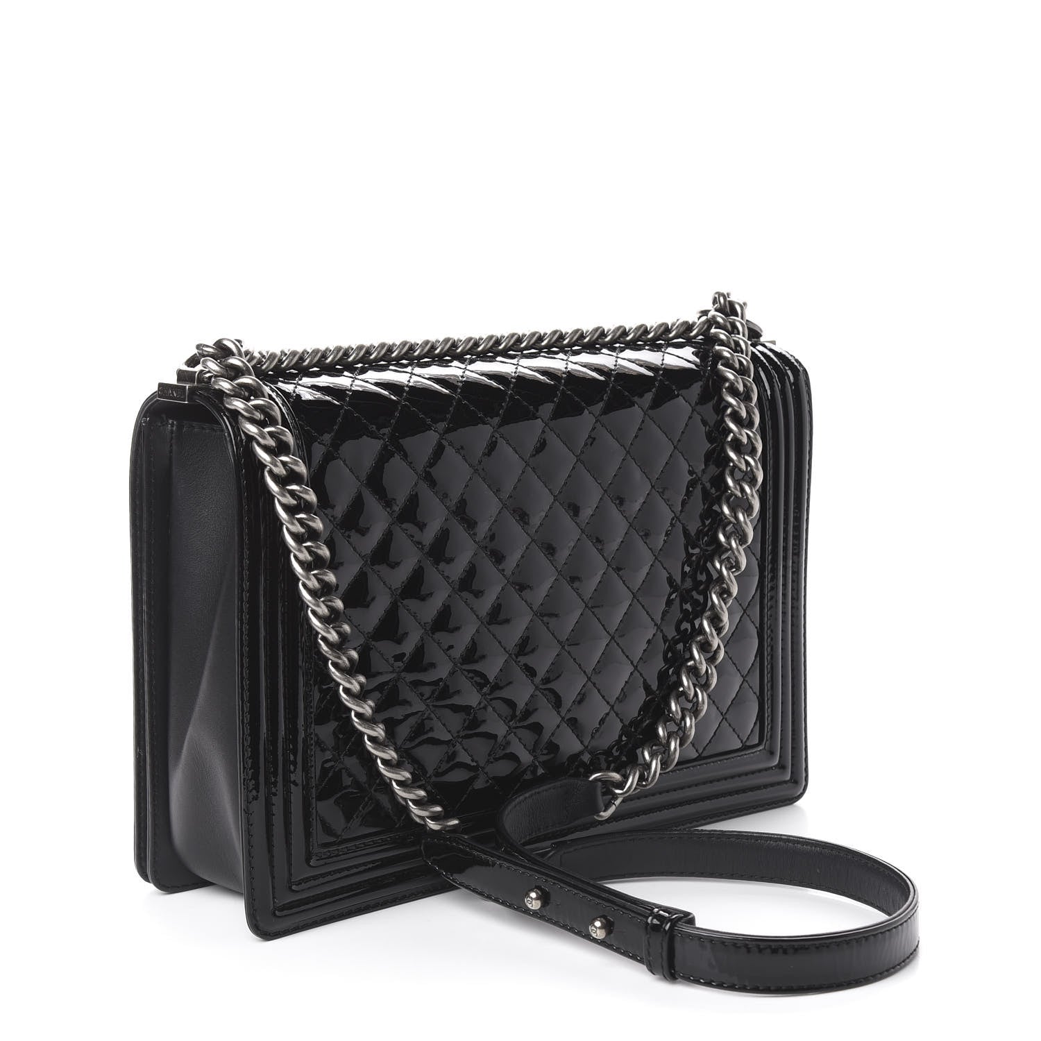 Chanel Patent Quilted Large Boy Flap Black 3 of 11