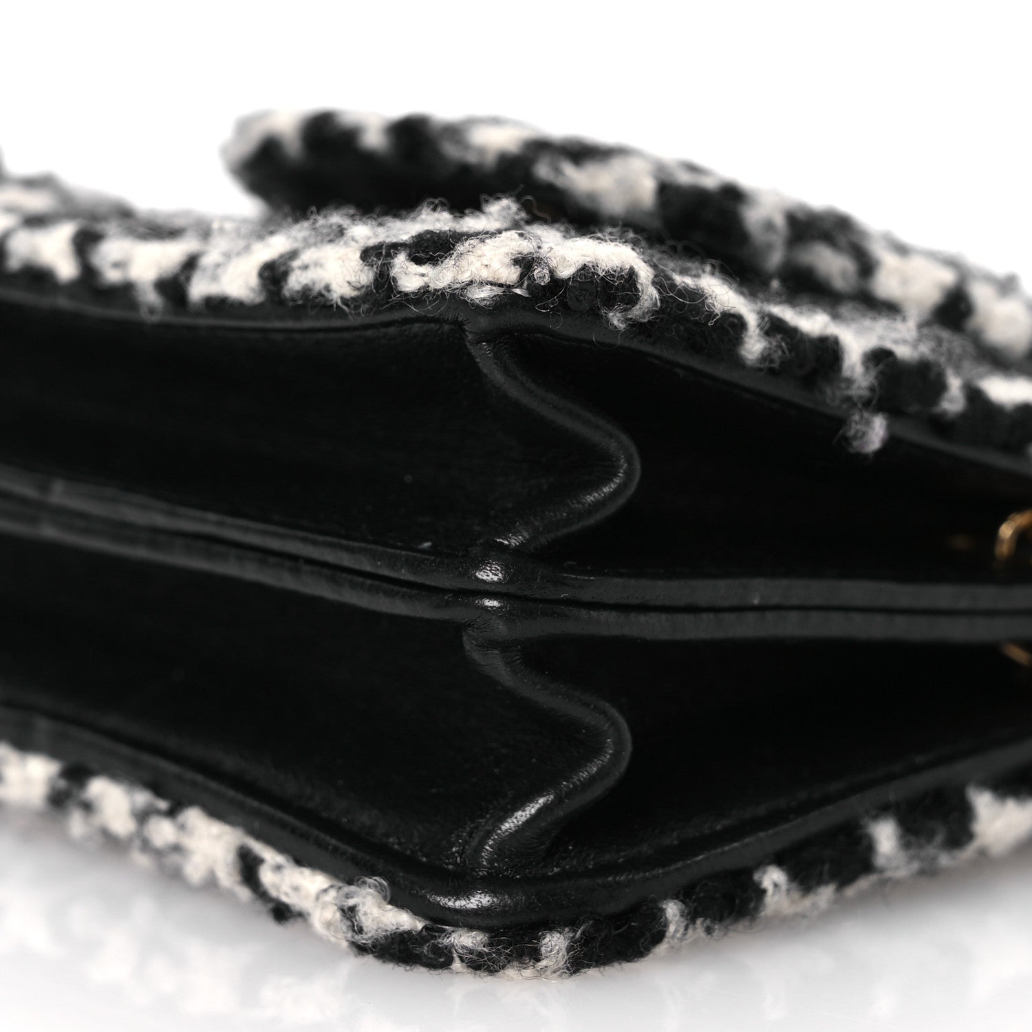 Chanel Tweed Houndstooth Quilted Mini Accordion Clutch With Chain White Black 11 of 13