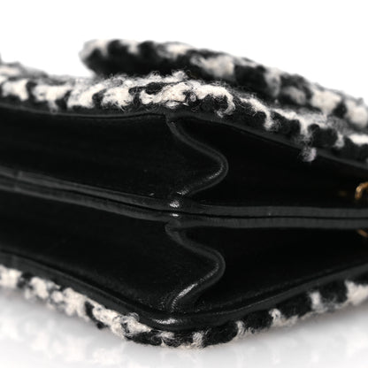 Chanel Tweed Houndstooth Quilted Mini Accordion Clutch With Chain White Black 11 of 13