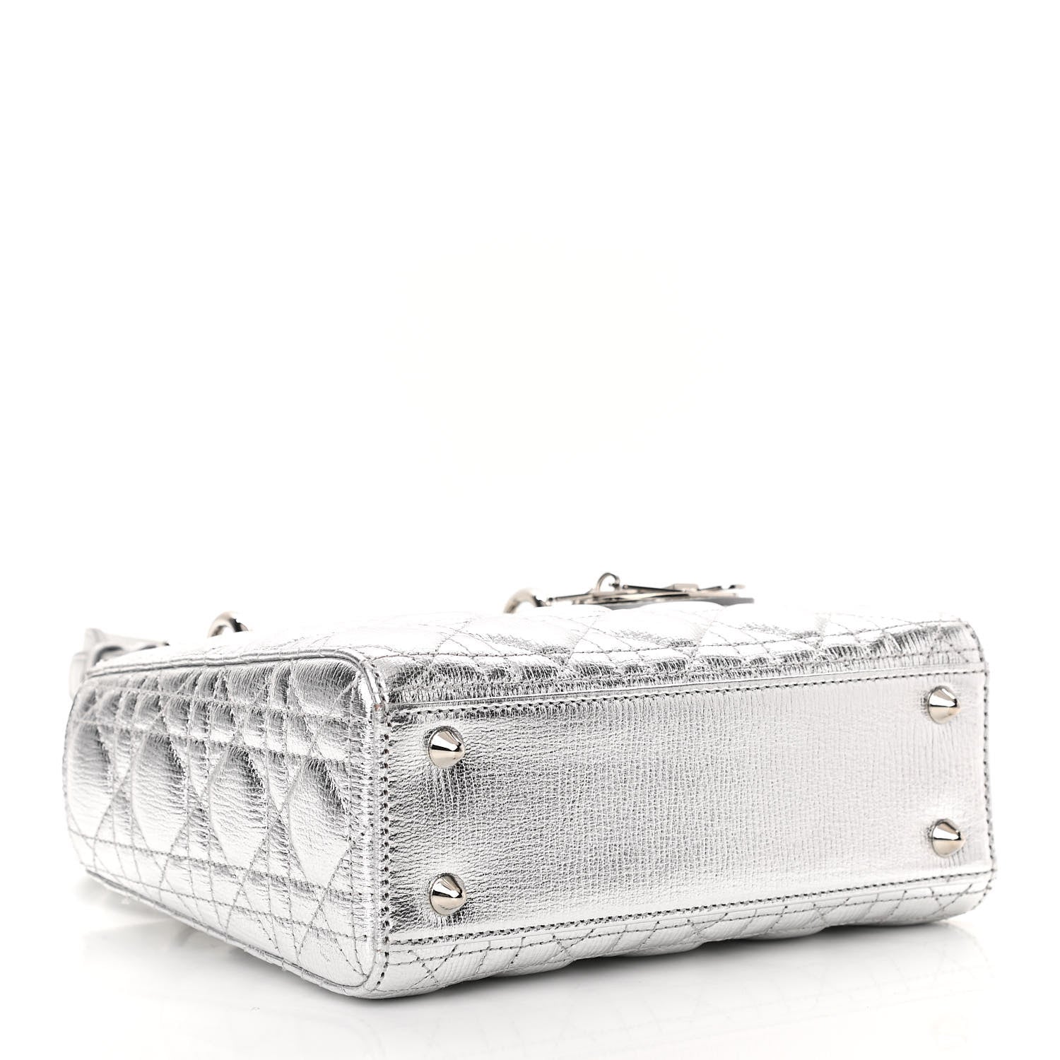Christian Dior Metallic Grained Calfskin Cannage Small Lucky Badges My Lady Dior Silver 4 of 13