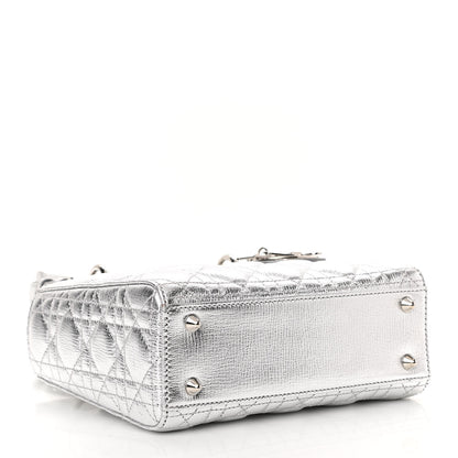 Christian Dior Metallic Grained Calfskin Cannage Small Lucky Badges My Lady Dior Silver 4 of 13
