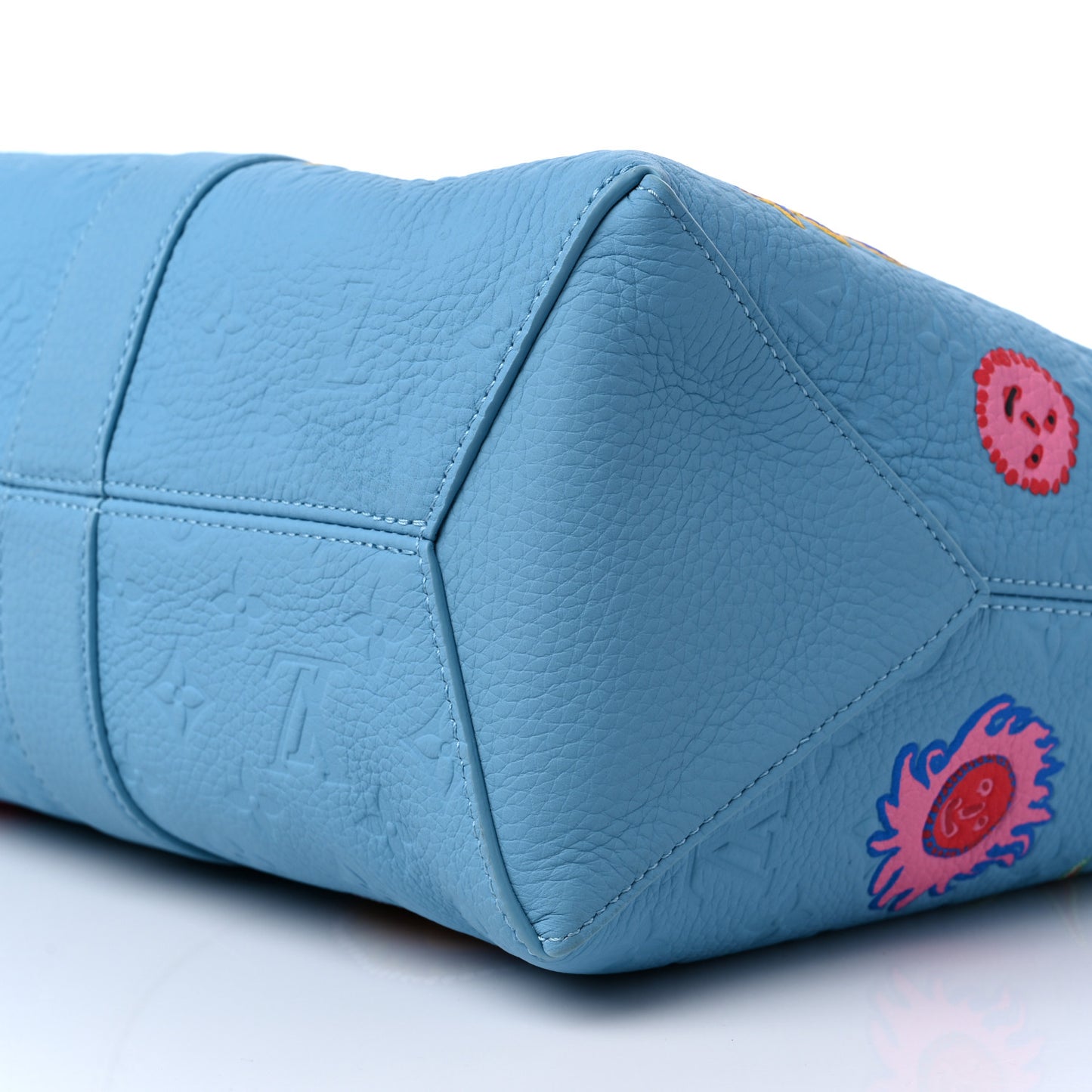 LV x YK Taurillon Monogram Weekend Tote Blue