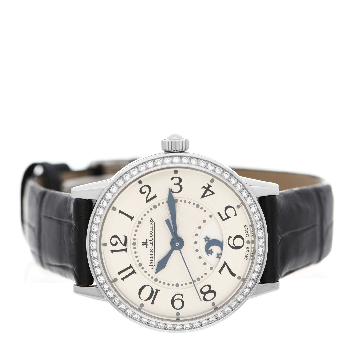JAEGER LECOULTRE Stainless Steel Alligator Diamond Bezel 29mm Rendez-Vous Classic Day & Night Automatic Watch Q3468421