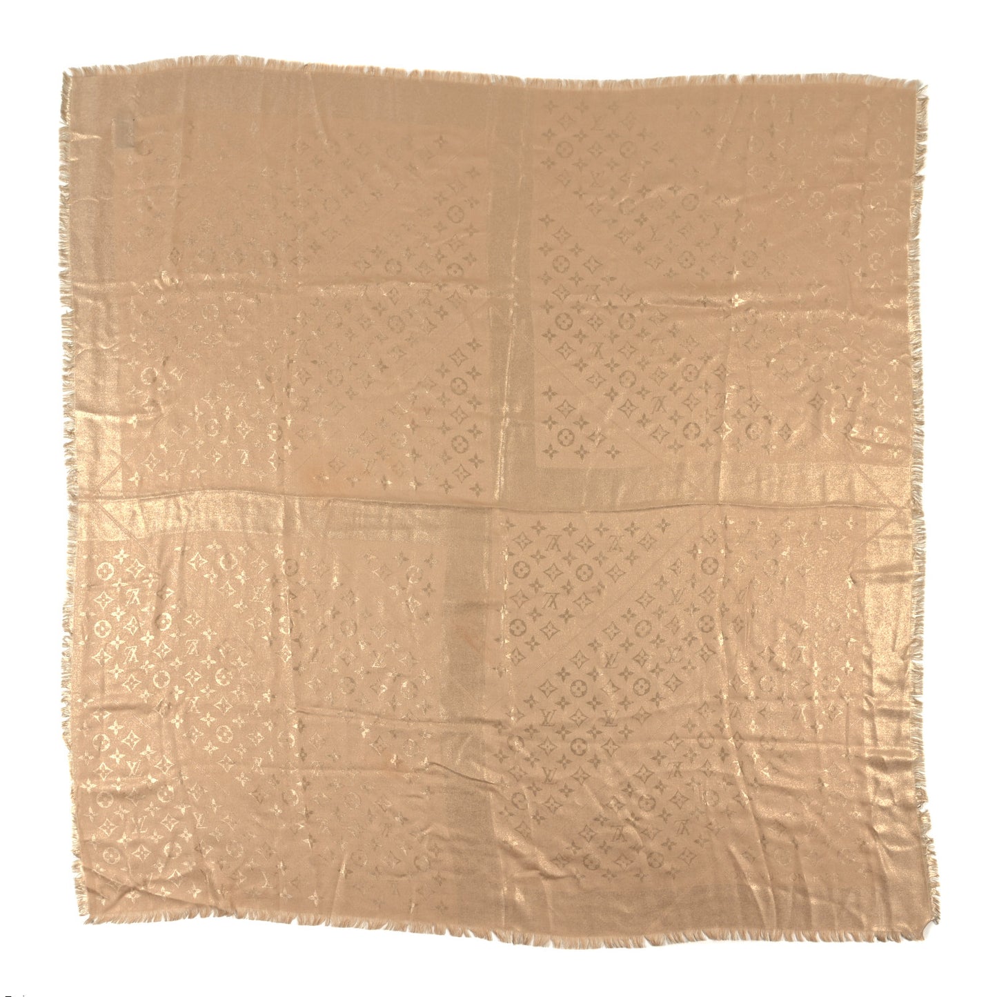 Silk Wool Monogram Rock Shawl Gold