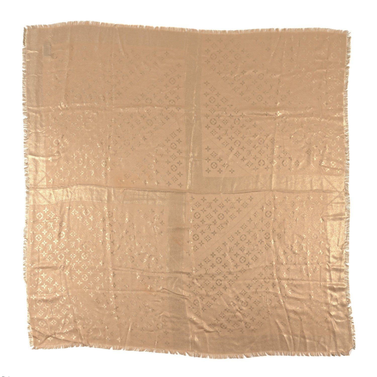 Louis Vuitton Silk Wool Monogram Rock Shawl Gold 1 of 3