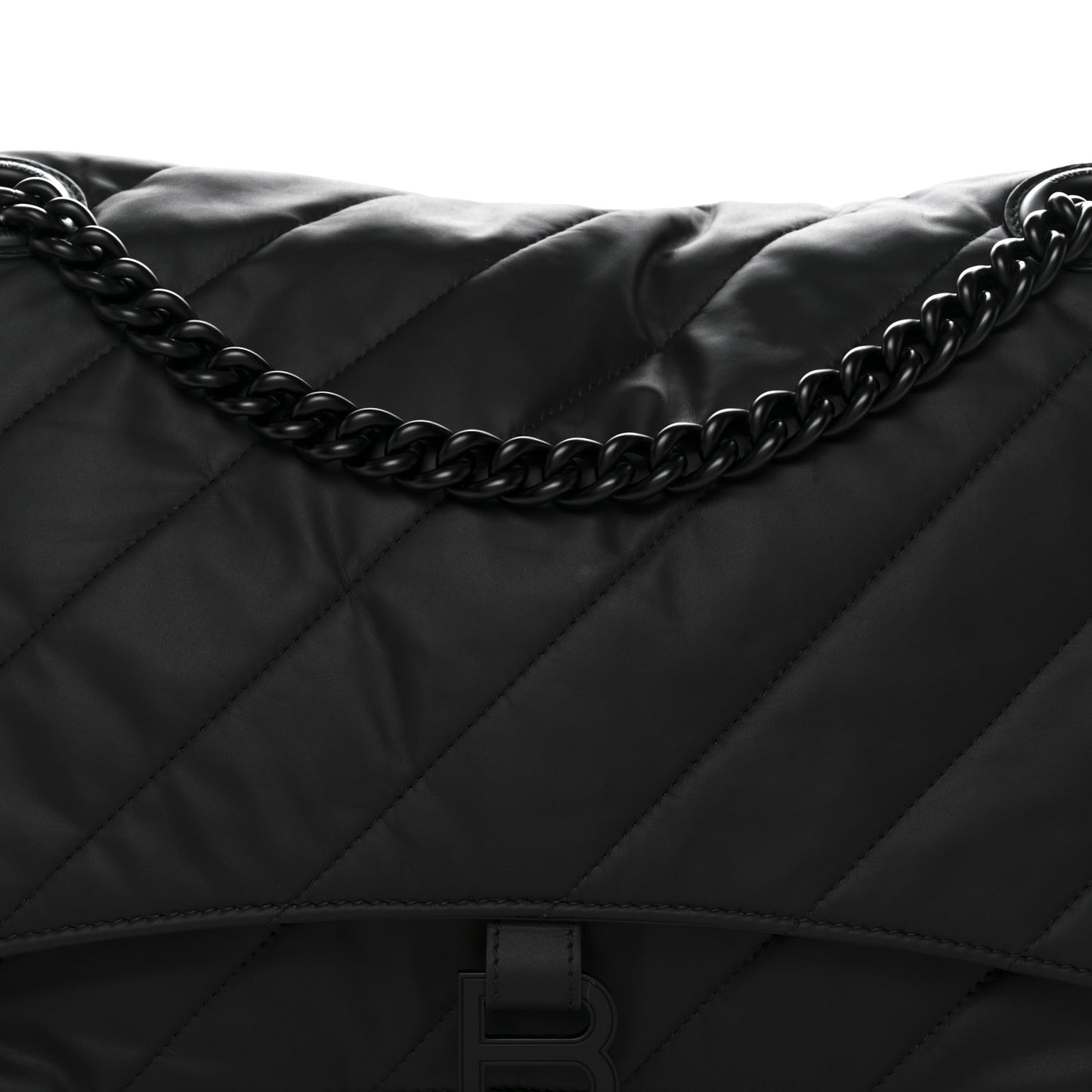 Satin Lambskin Quilted Matte Black Hardware Large Crush Chain Bag Black