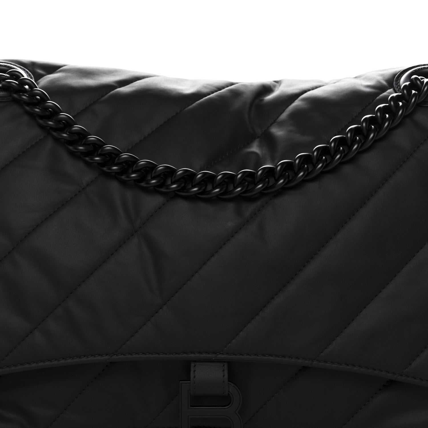 Balenciaga Satin Lambskin Quilted Matte Black Hardware Large Crush Chain Bag Black 8 of 10