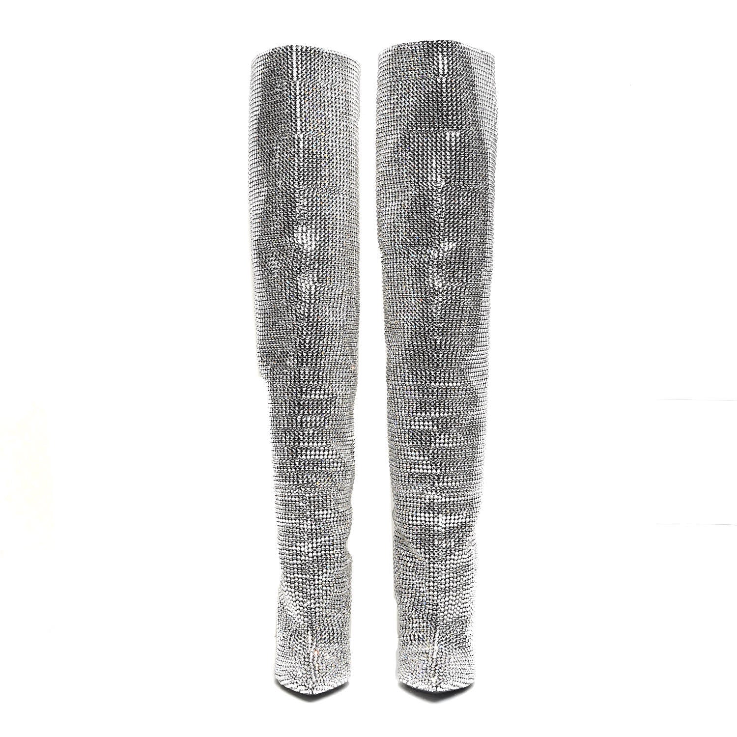 Saint Laurent Swarovski Crystal Embellished Niki 105 Thigh High Boots 39 2 of 9