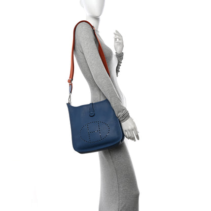 Hermes Taurillon Clemence Evelyne III PM Bleu Agate Cuivre 2 of 10