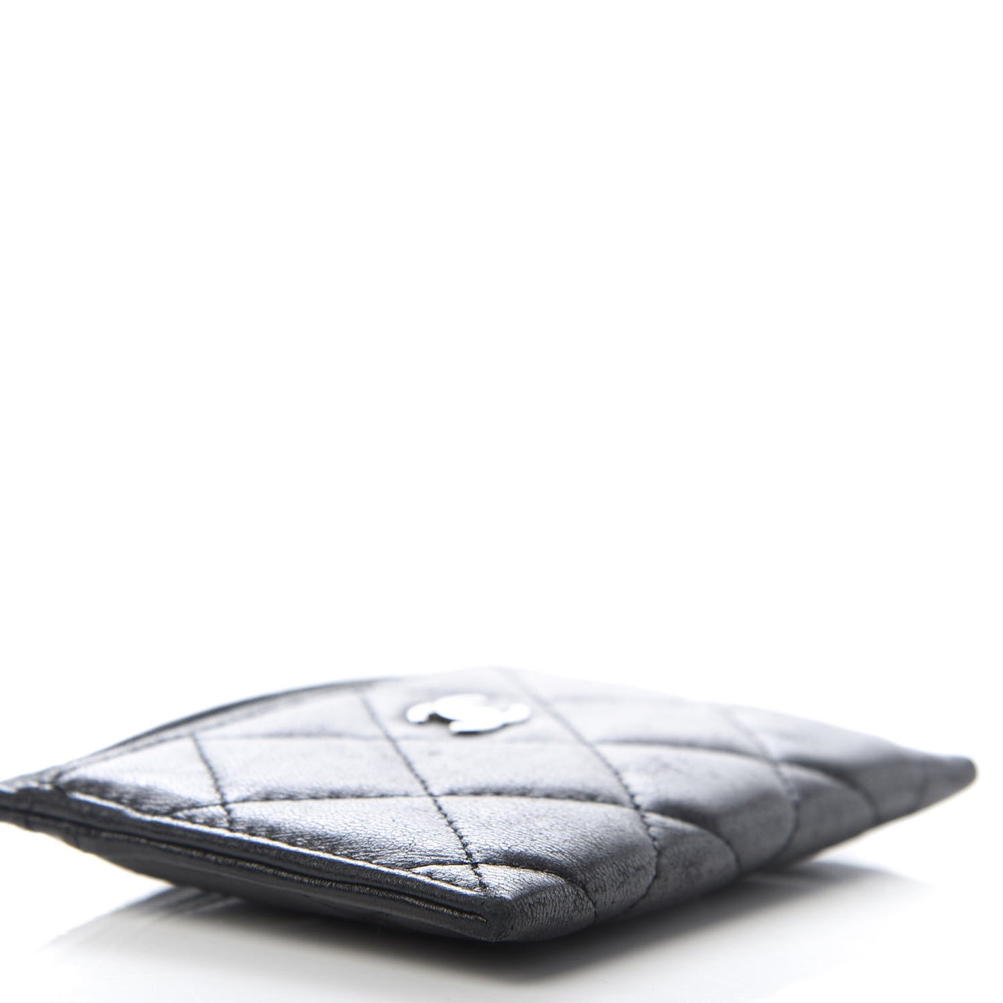 Lambskin Quilted Card Holder Black