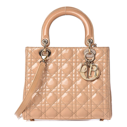 Christian Dior Patent Cannage Medium Lady Dior Beige 1 of 22
