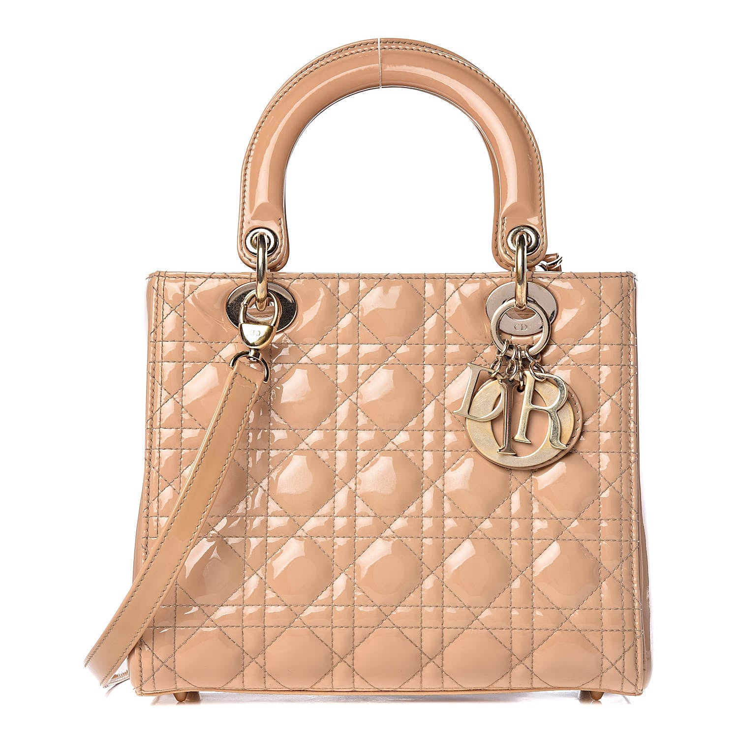 Christian Dior Patent Cannage Medium Lady Dior Beige 1 of 22