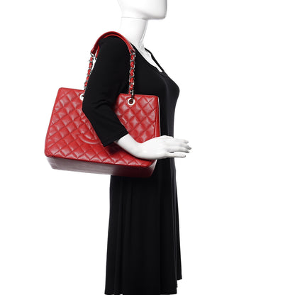 Chanel Caviar Quilted Grand Shopping Tote GST Red 2 of 16