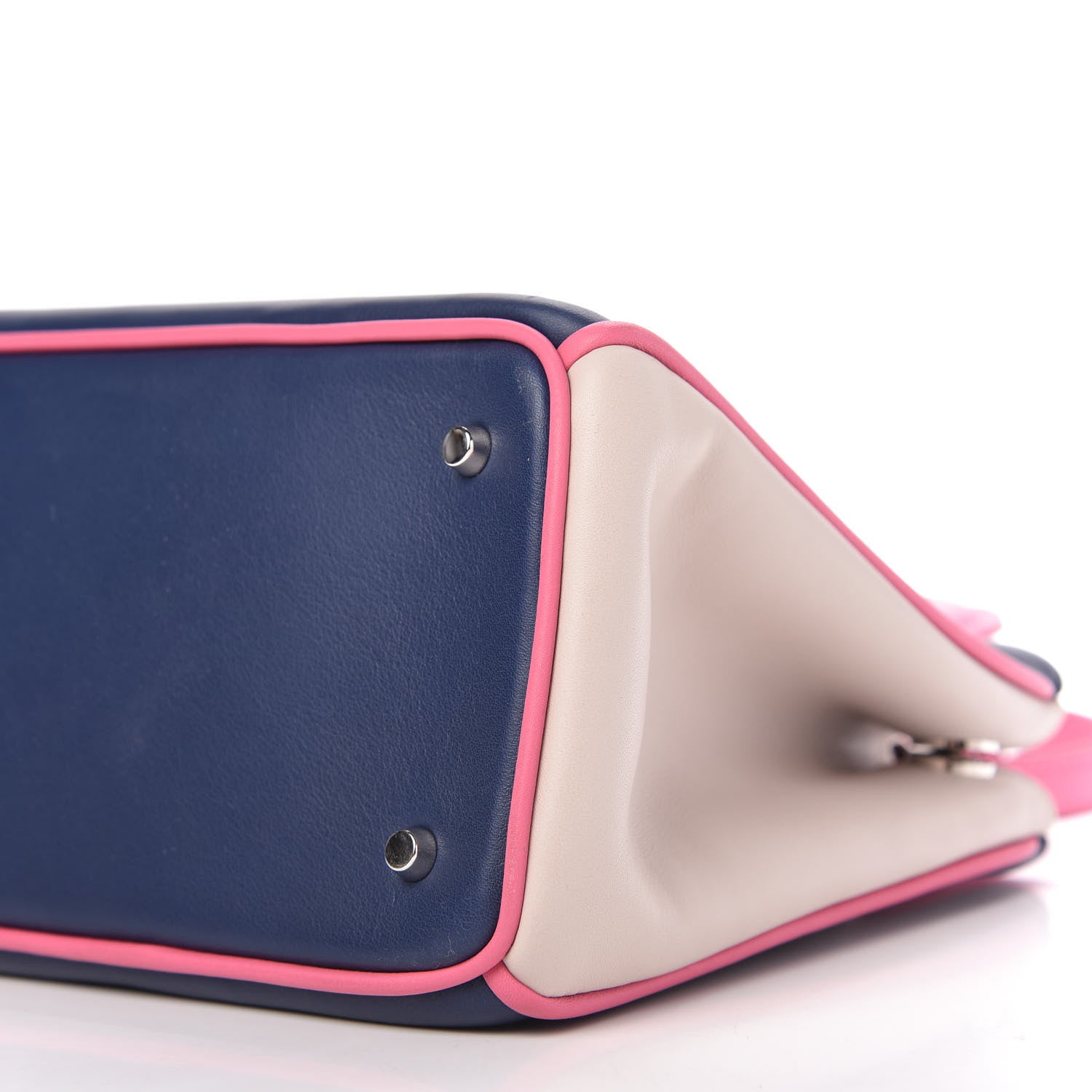 Christian Dior Smooth Calfskin Small Tri-Color Diorissimo Bag Navy Pink 7 of 9