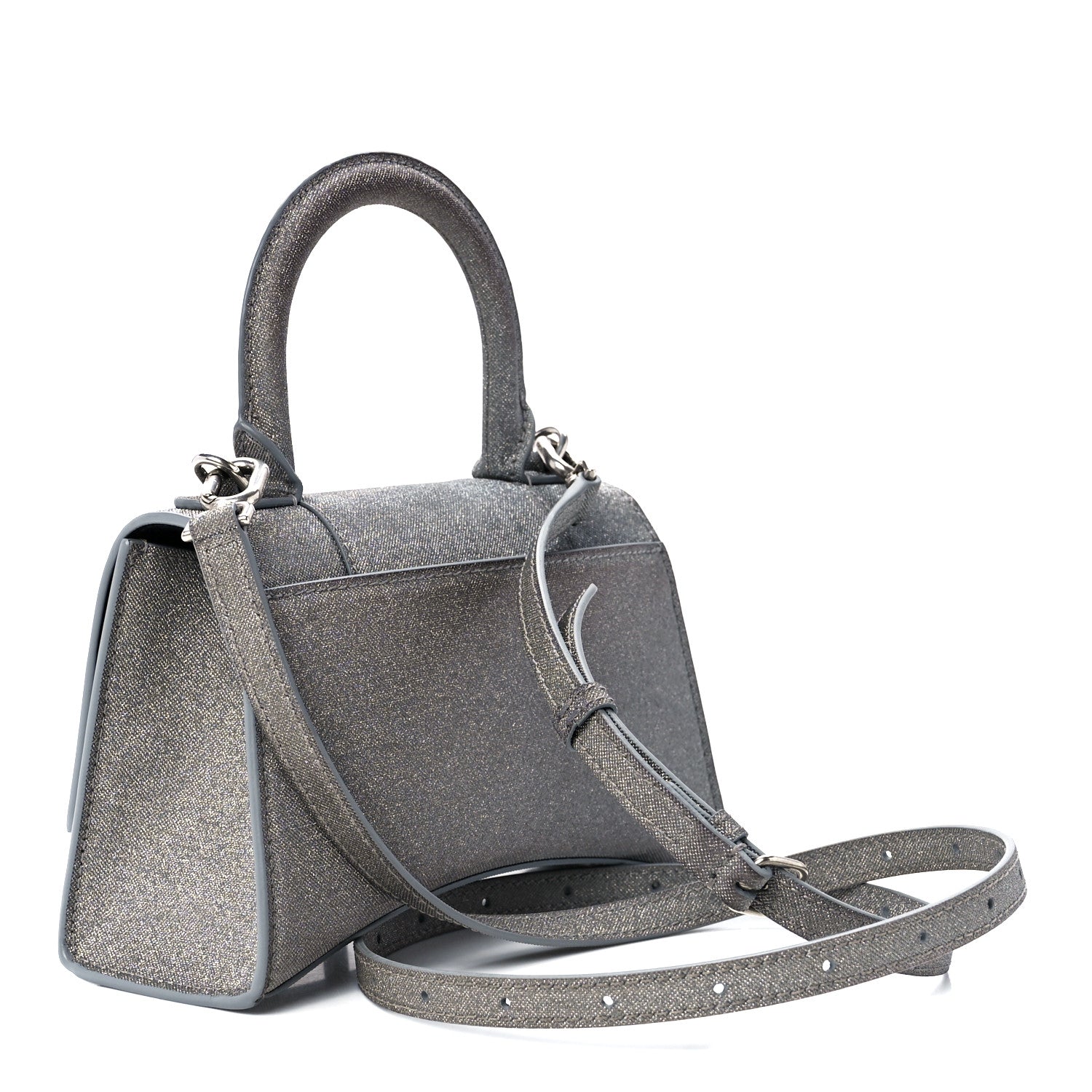 Balenciaga Glitter Fabric Hourglass Top Handle Bag XS Grey 3 of 11