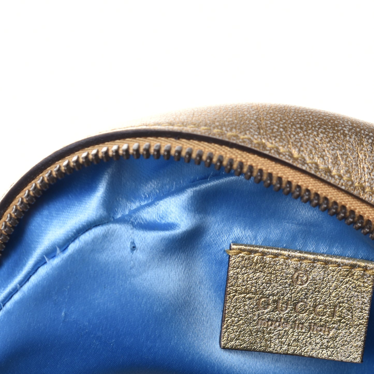 Metallic Calfskin Matelasse Mini GG Marmont Round Shoulder Bag Gold Pink