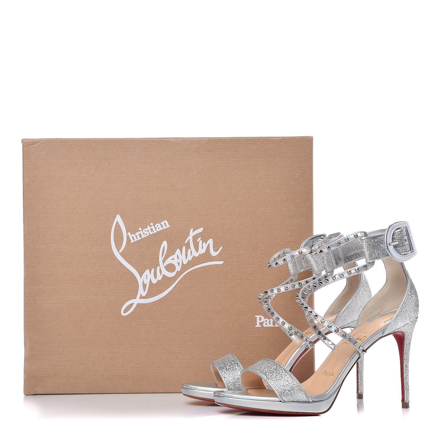 Christian Louboutin Lurex Specchio Choca Lux 100 Sandals 36.5 Silver 10 of 10