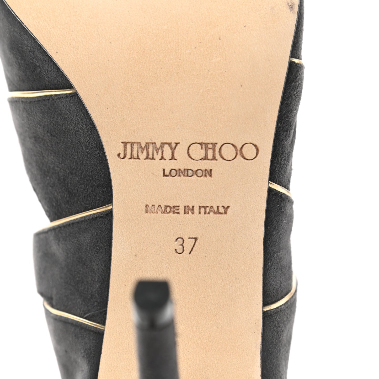 Suede Mirror Calfskin Leash Sandal 37 Smoke