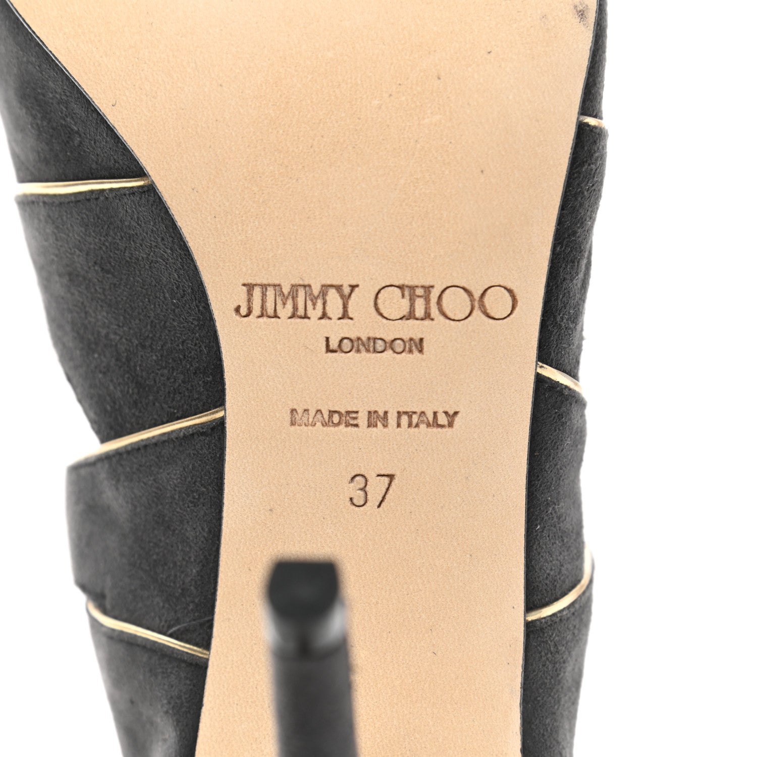 Jimmy Choo Suede Mirror Calfskin Leash Sandal 37 Smoke 6 of 11