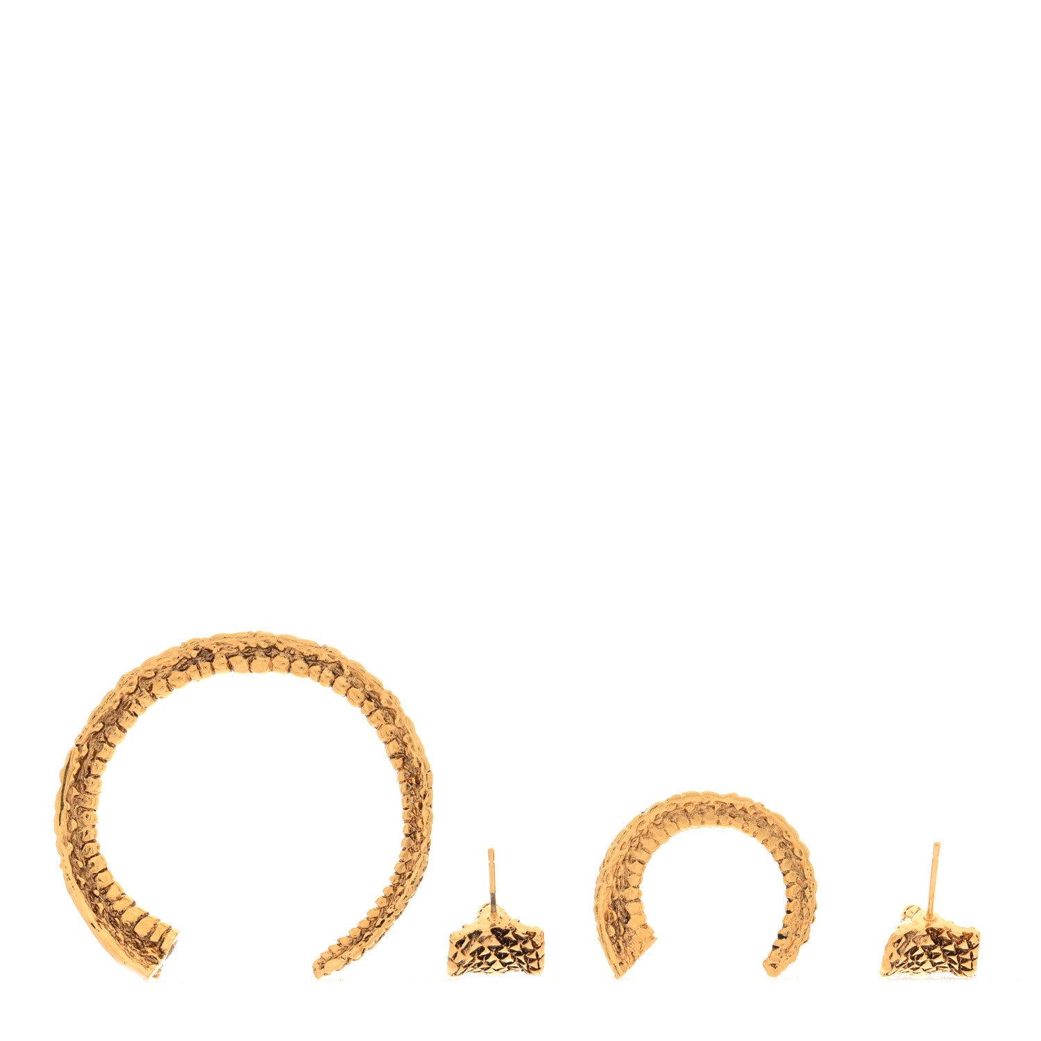 Saint Laurent Metal Asymmetrical Cobra Earrings Gold 3 of 5
