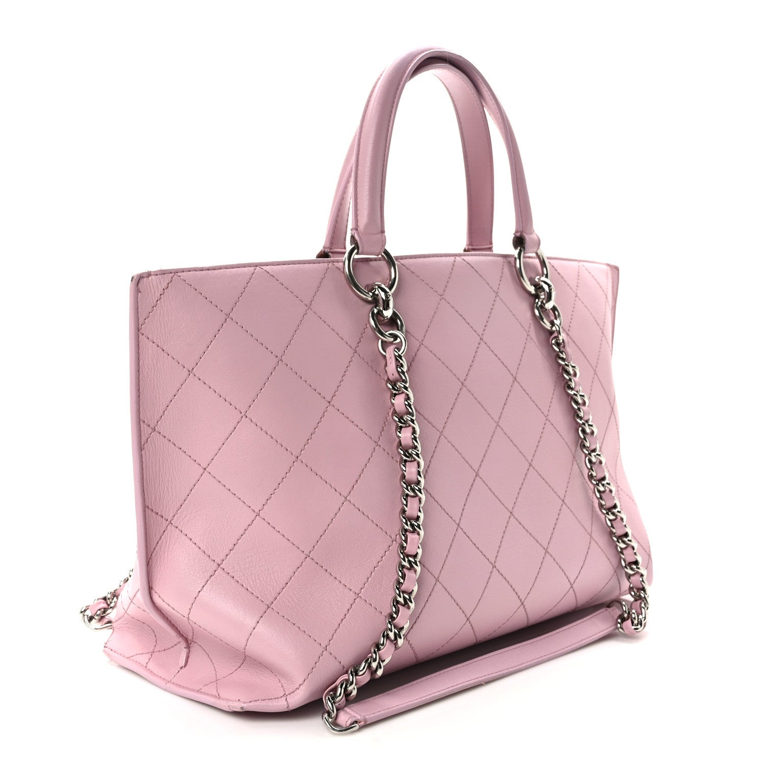 Chanel Calfskin Stitch Medium Ring My Bag Shopping Tote Pink 3 of 14