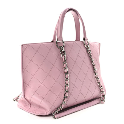 Chanel Calfskin Stitch Medium Ring My Bag Shopping Tote Pink 3 of 14