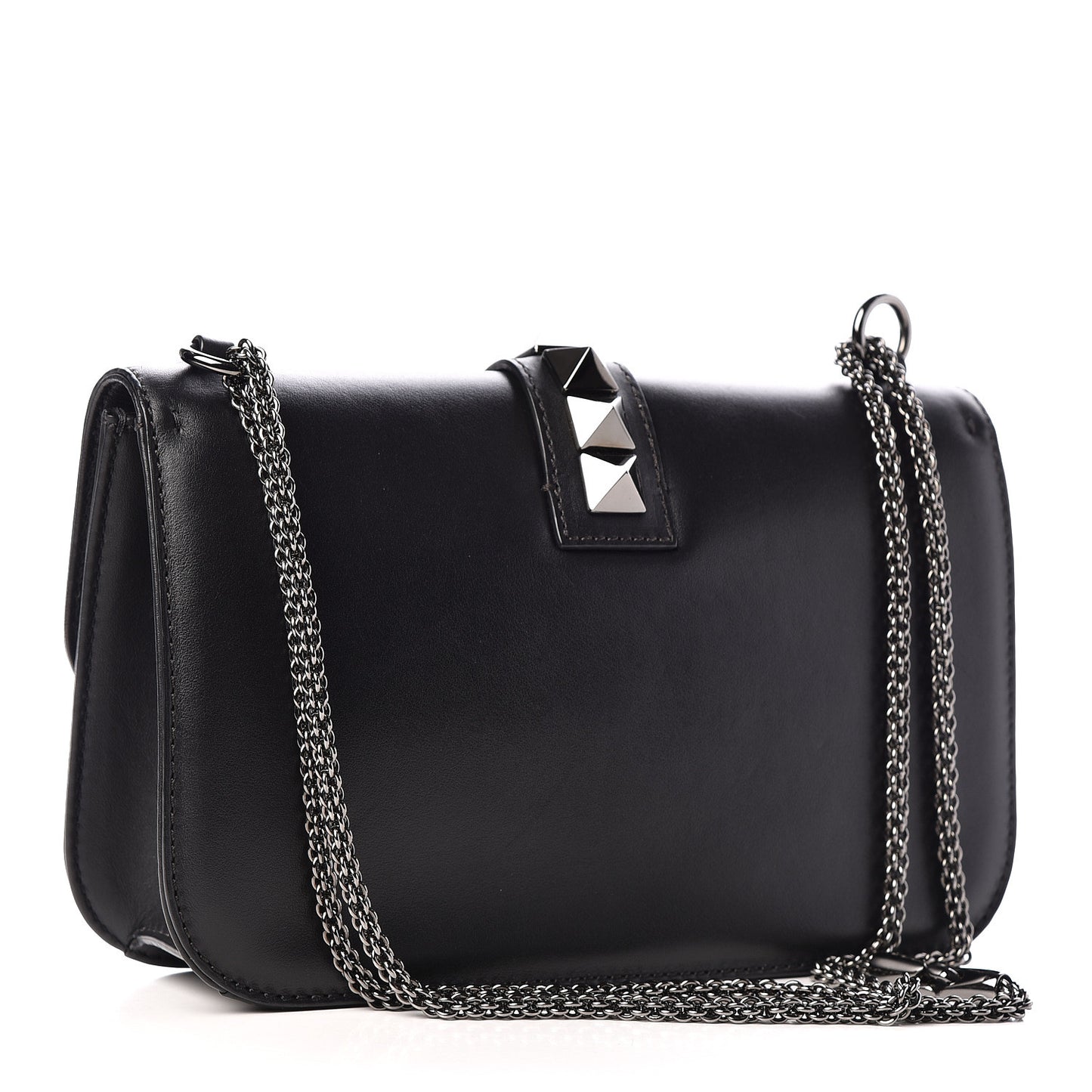 Vitello Medium Glam Lock Rockstud Flap Black