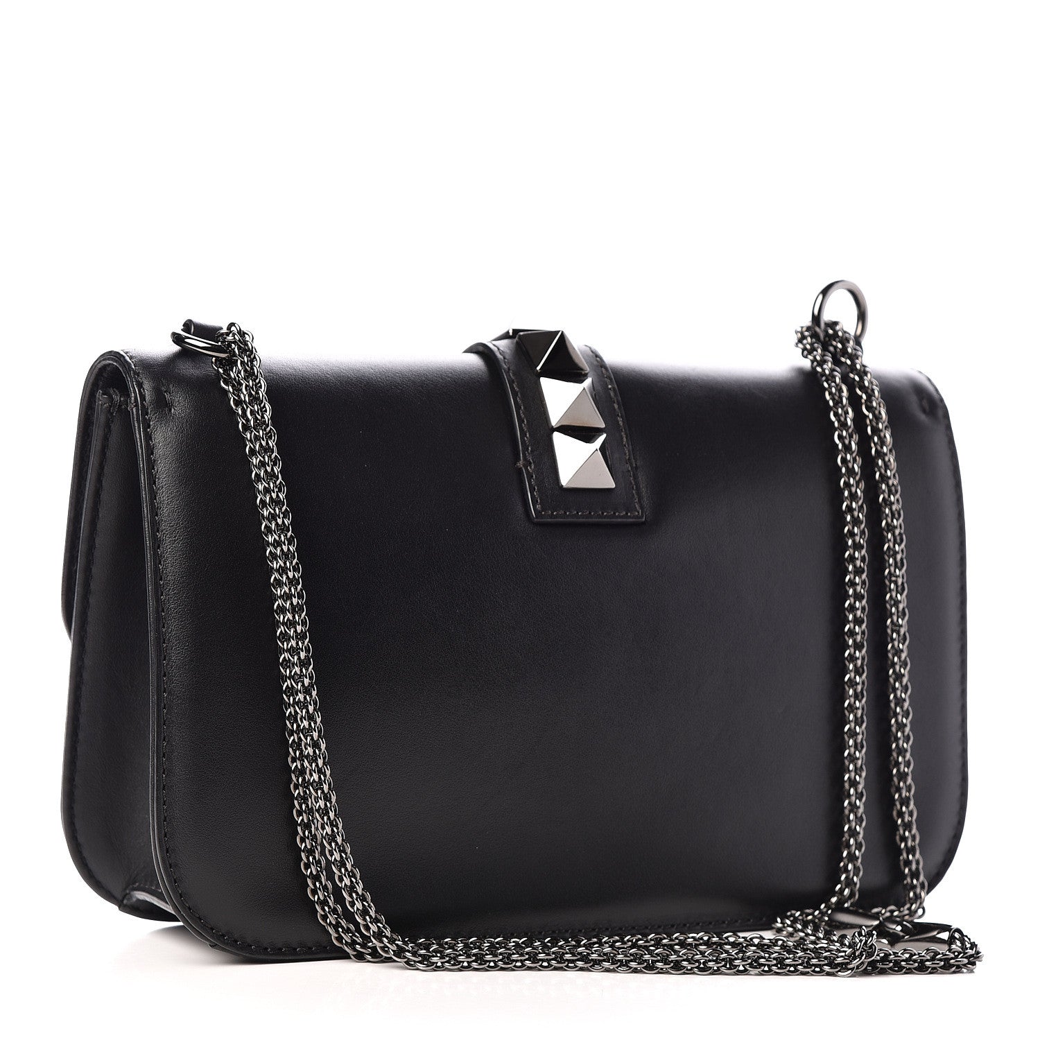 Valentino Garavani Vitello Medium Glam Lock Rockstud Flap Black 3 of 9