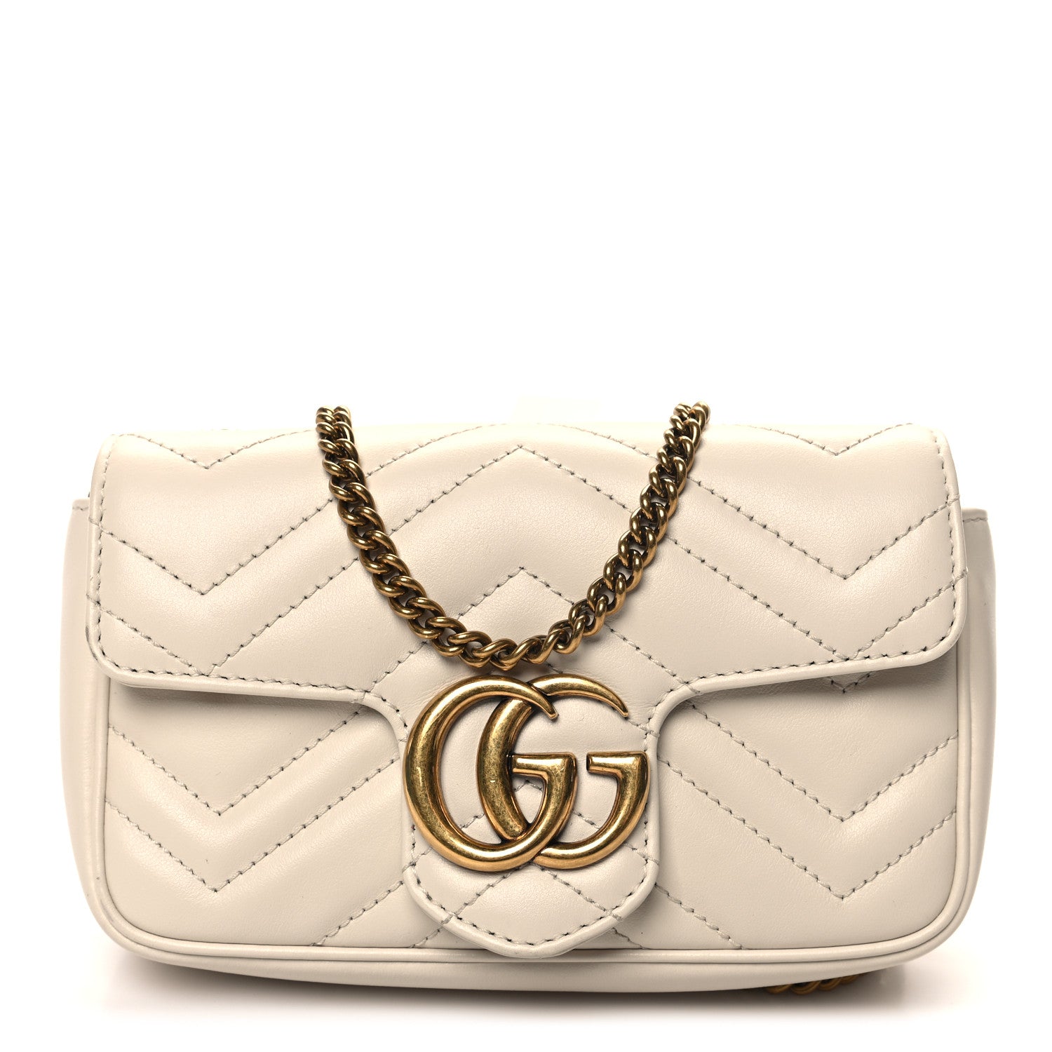 Gucci Calfskin Matelasse Super Mini GG Marmont Shoulder Bag White 1 of 10