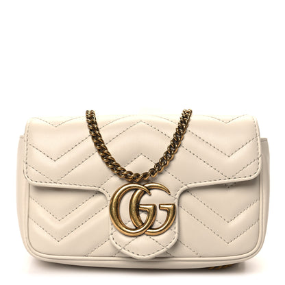 Gucci Calfskin Matelasse Super Mini GG Marmont Shoulder Bag White 1 of 10